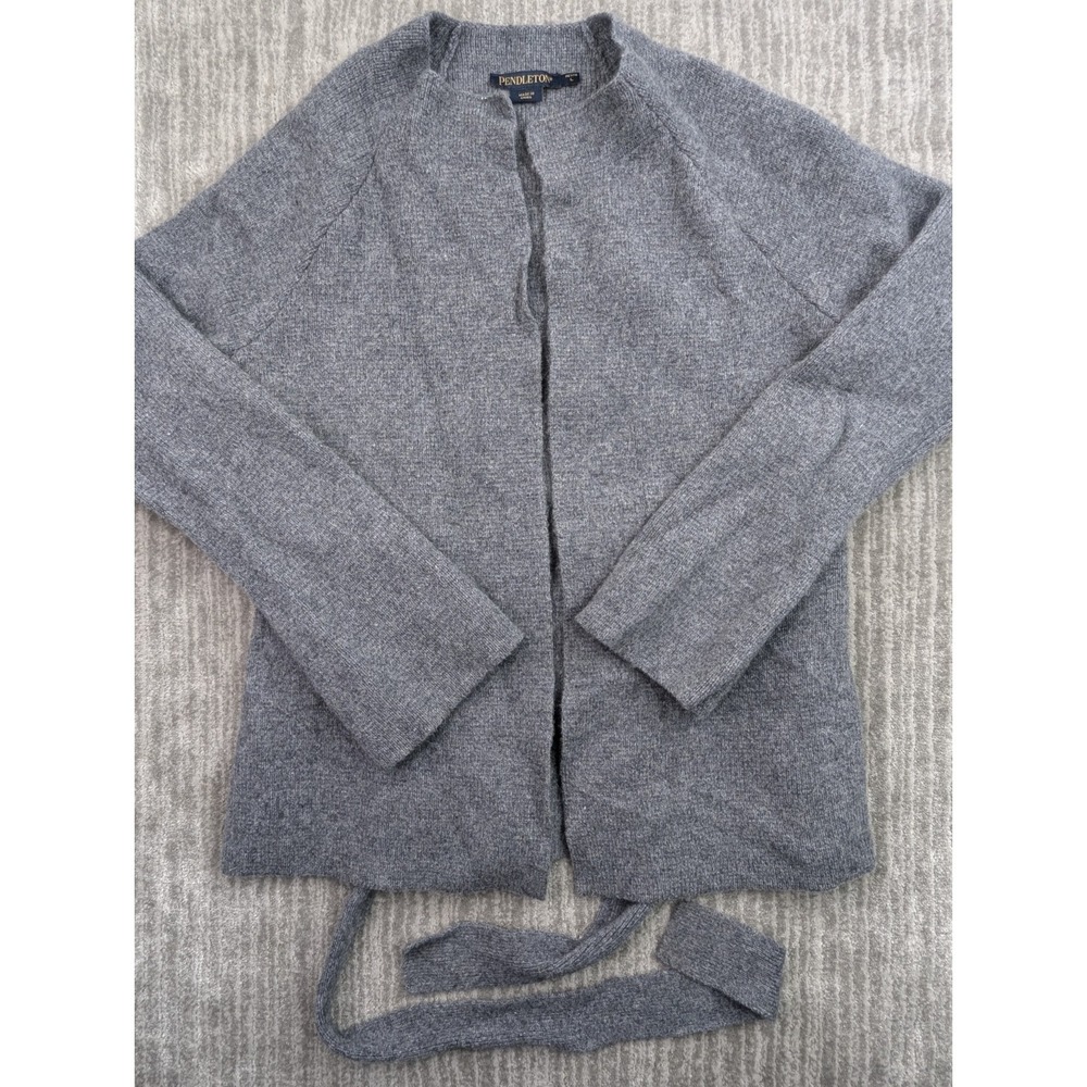 Pendleton Women's Cardigan Large Petite Merino Wool Angora Rabbit Hair Belted